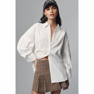 Anthropologie Maeve Oversized Button Down Shirt White